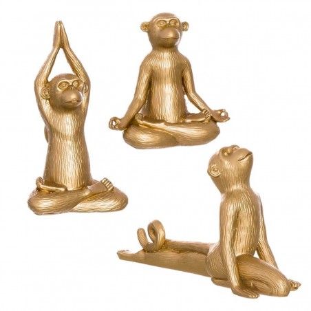 FIGURA MACACO IOGA DECORATIVO OURO