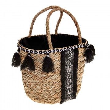 CESTA POMPON NEGRO Y BL