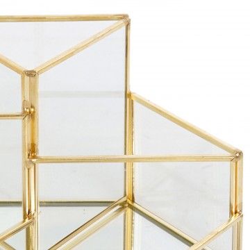 JOYERO METAL CRISTAL 20X20X10 BRILLANTE DORADO