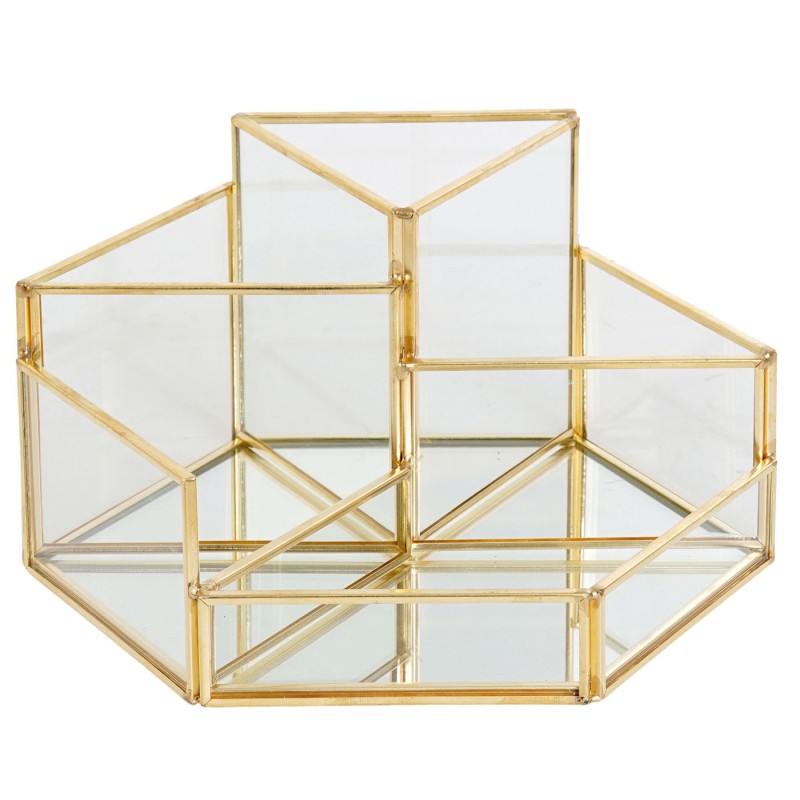 JOYERO METAL CRISTAL 20X20X10 BRILLANTE DORADO