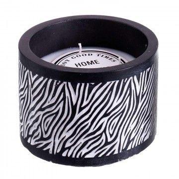 VELA BASE CEMENTO PERFUMADA ZEBRA 13 X 9,50 CM