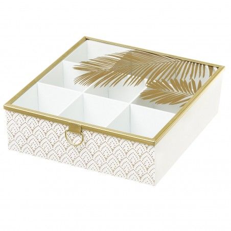 CAJA 9 COMPARTIMENTOS 2/M MDF / CRISTAL 24 X 24 X 6,80 CM