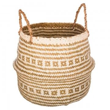 WICKER BASKET BOHO WHITE