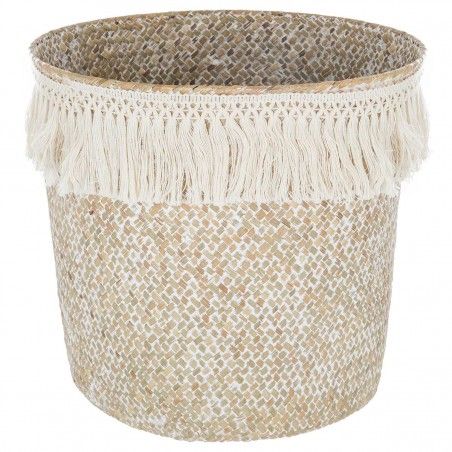 CESTA INDIANA COM FRINGAS NATURAIS 26CM